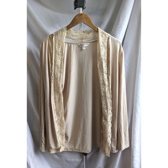 KRAZY KAT Cream Lace Open Cardigan Floral Solid Size XL - Picture 1 of 7